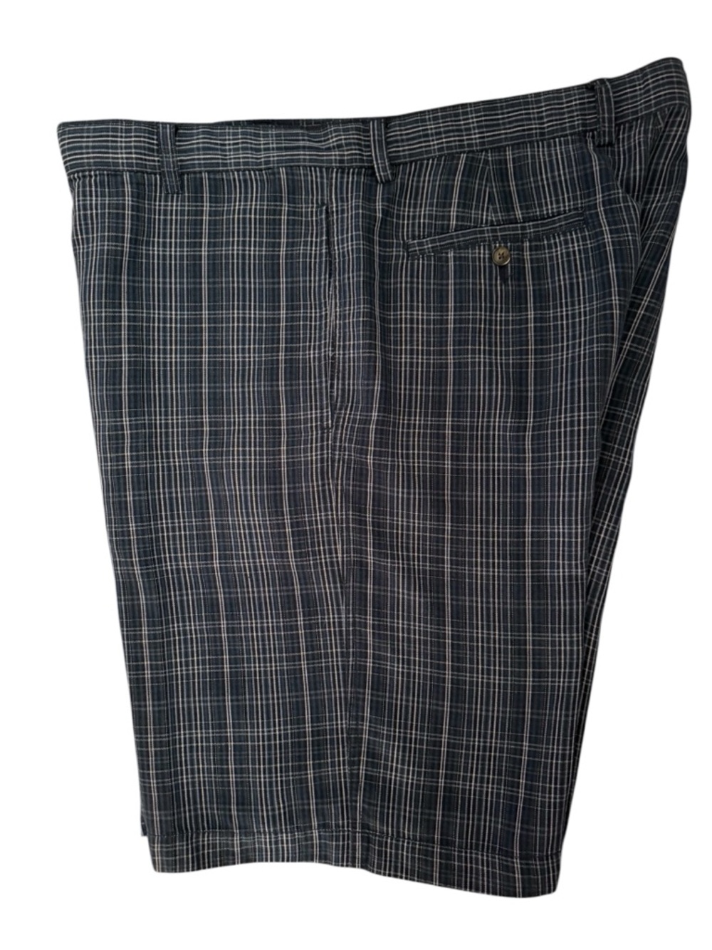Tommy Bahama 38 Plaid Dress Shorts Silk Linen Dry Clean Blue White NWOT